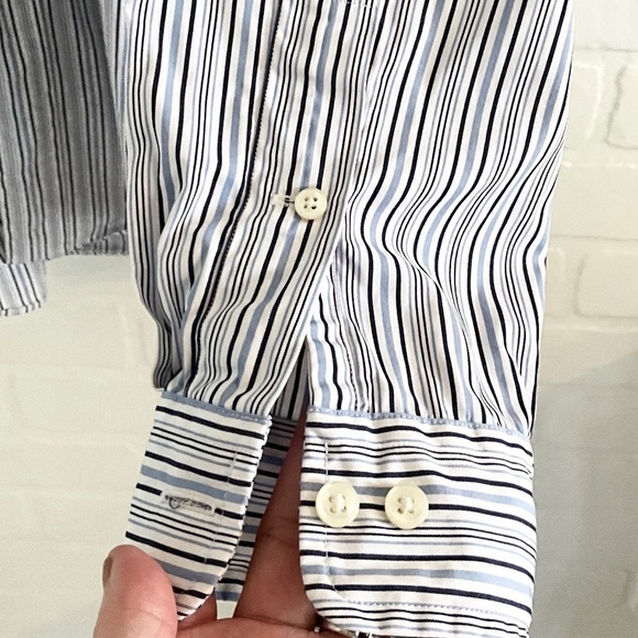 Ralph Lauren Blue Label Button down shirt Stripe Blue/White/Navy Size 16 34/35 - Picture 8 of 14
